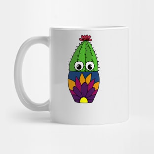 Cute Cactus Design #320: Cactus In Pretty Floral Pot Mug